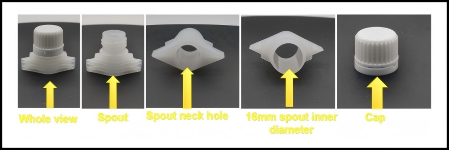 Characteristic of standing pouch spout and detergent spout pouch lids (HL160W)